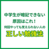 中学生が暗記できない原因はこれ！何回やっても覚えられない人の正しい勉強法