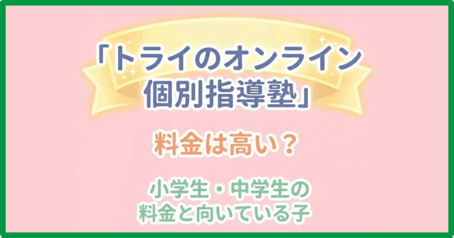 【トライのオンライン個別指導塾】料金は高い?小学生・中学生の料金と向いている子 【トライのオンライン個別指導塾】料金は高い?小学生・中学生の料金と向いている子