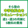 そら塾の中学生料金をシミュレーション！週1・週2の月謝と5教科の費用