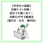 【中学生の国語】定期テスト対策！前日でも間に合う！点数をUPする勉強法（現代文・古文・漢字別）