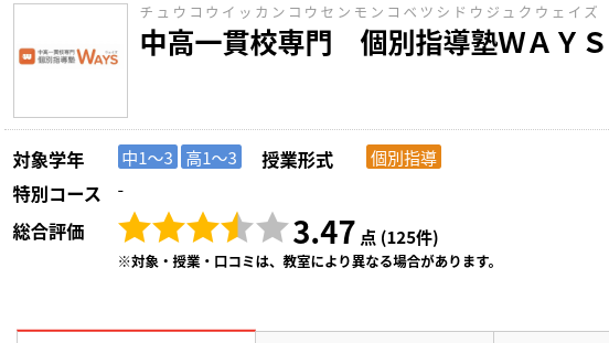 個別指導塾WAYSの口コミ・評判・料金の真相！中高一貫校に強い？