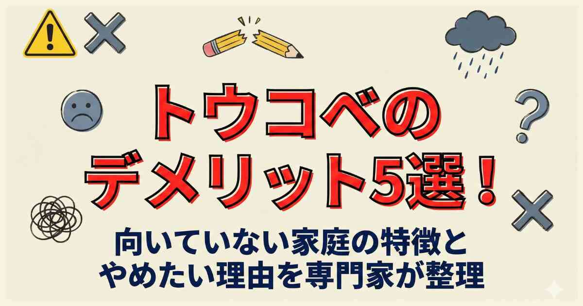 トウコベのデメリット5選!向いていない家庭の特徴とやめたい理由を専門家が整理 トウコベのデメリット5選!向いていない家庭の特徴とやめたい理由を専門家が整理