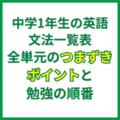 中学1年生の英語文法一覧表｜全単元のつまずきポイントと勉強の順番